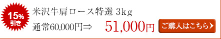 米沢牛肩ロース特選すき焼き用（3kg）