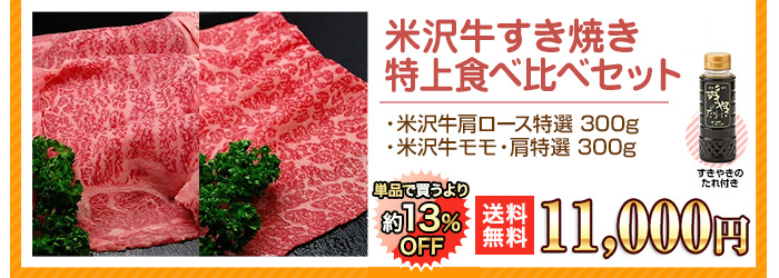 米沢牛通販のすき焼き用　食べ比べセットのバナーです。