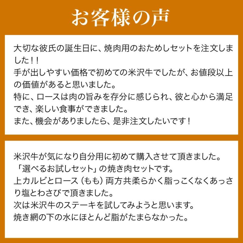 ≪送料無料≫米沢牛焼肉用お試しセット【冷蔵便】